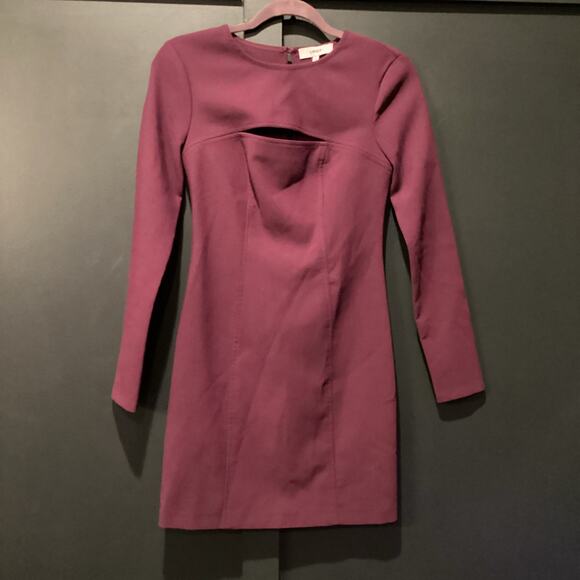 Revolve Likely Keller Long Sleeve Mini Dress bodycon cut out in Purple Plum sz 4 - Picture 12 of 15